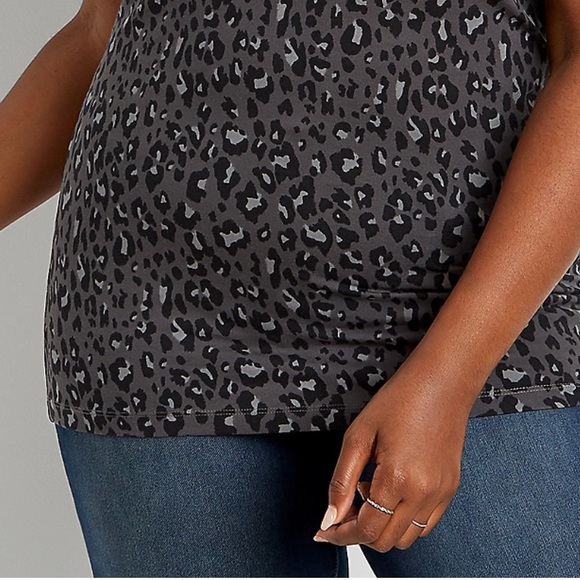 Plus Sz 2X Gray Leopard Scoop Neck Tank - Picture 2 of 4